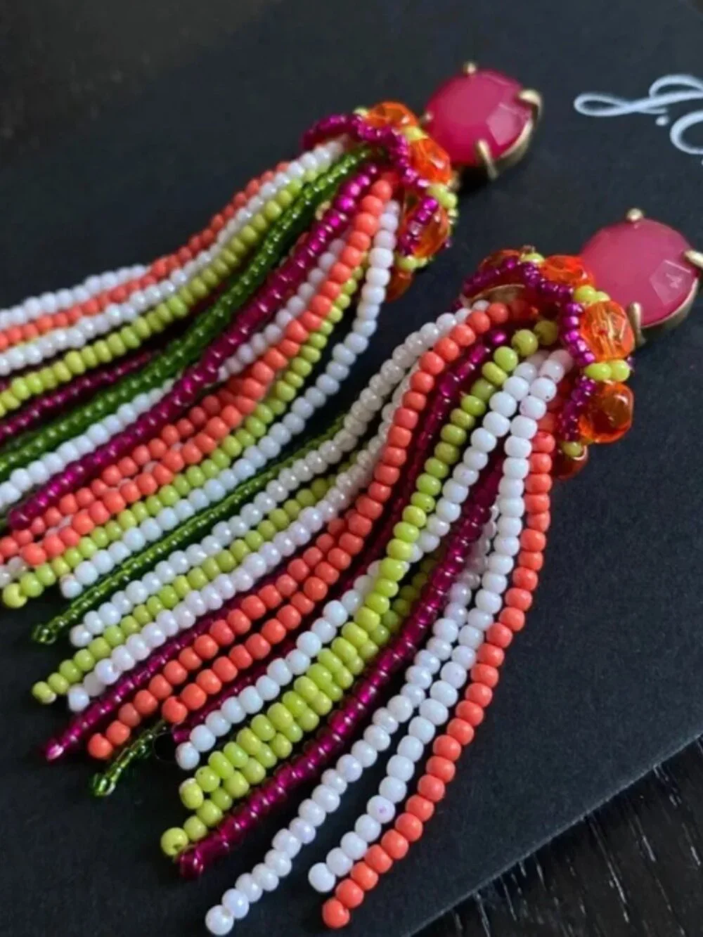 J.Crew Beaded tassel stud earrings-AP434-MULTI COLOR-NEW